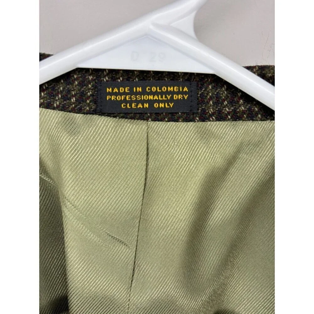 OSCAR DE LA RENTA Tailored Sport Coat Mens ~48R Olive Navy Tweed Lined Pockets